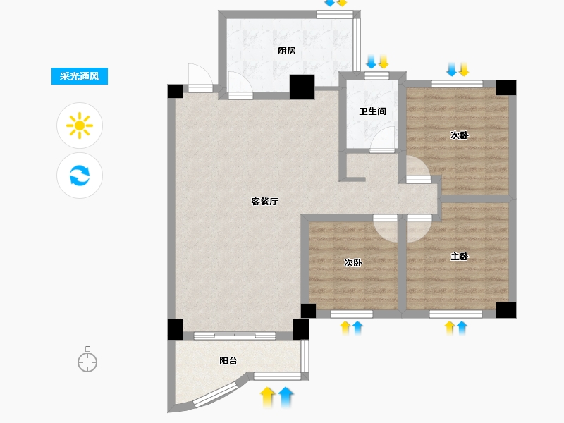 四川省-成都市-冠城花园-一期-90.00-户型库-采光通风