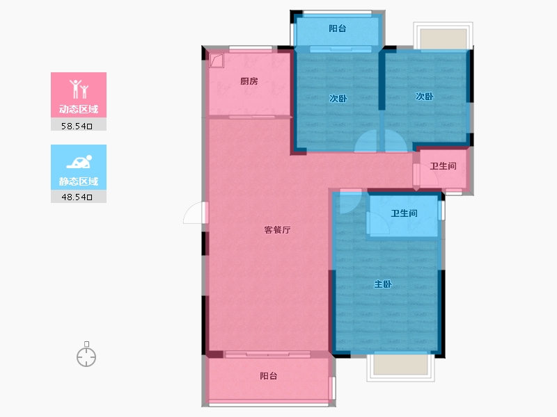 湖南省-张家界市-南门口特色小区-96.00-户型库-动静分区