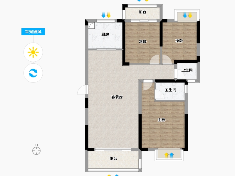 湖南省-张家界市-南门口特色小区-96.00-户型库-采光通风