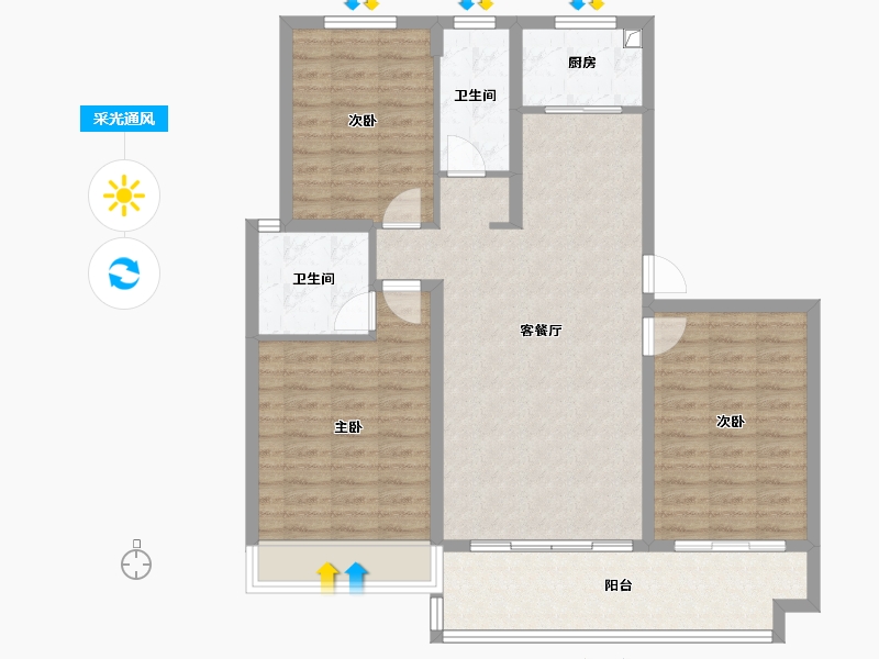 河南省-安阳市-锦绣湖畔-103.99-户型库-采光通风