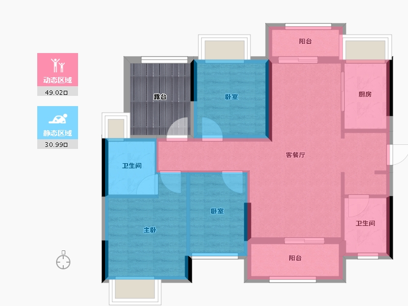 广东省-中山市-越秀天樾湾-85.22-户型库-动静分区