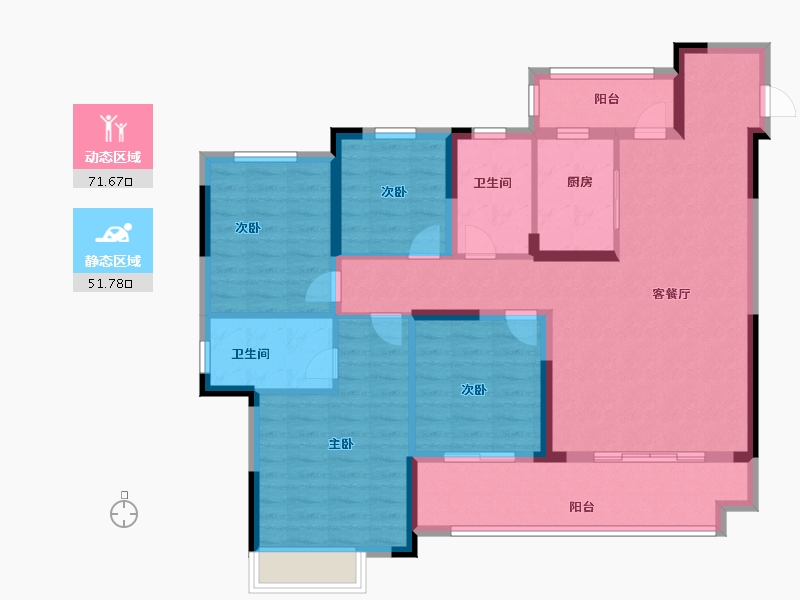 湖北省-黄石市-阳新太阳城9期-110.40-户型库-动静分区