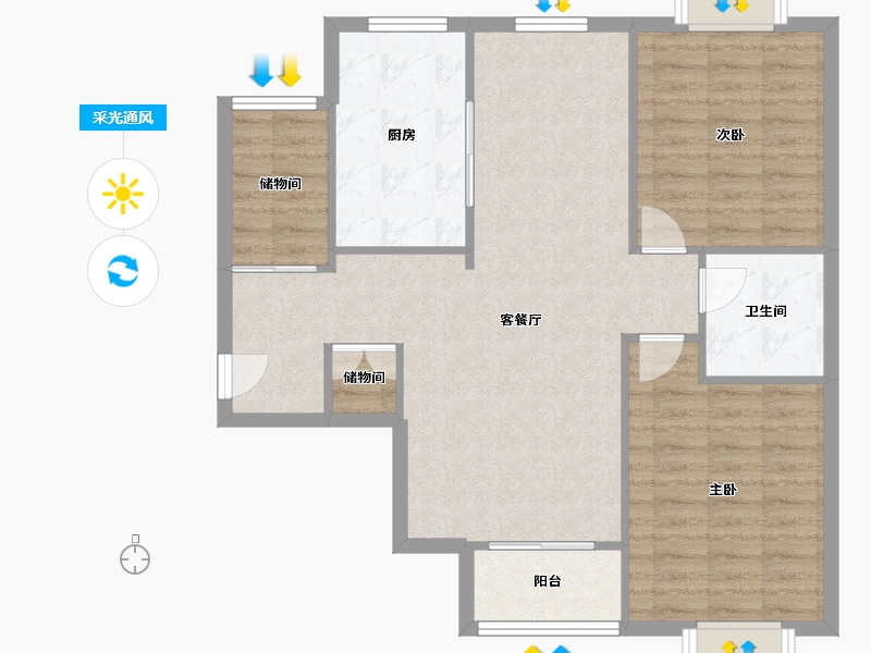 江苏省-苏州市-怡葑庭-81.60-户型库-采光通风