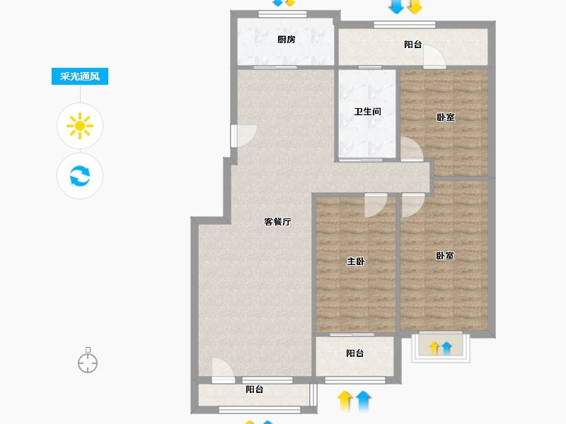 山东省-临沂市-万城花开-106.30-户型库-采光通风