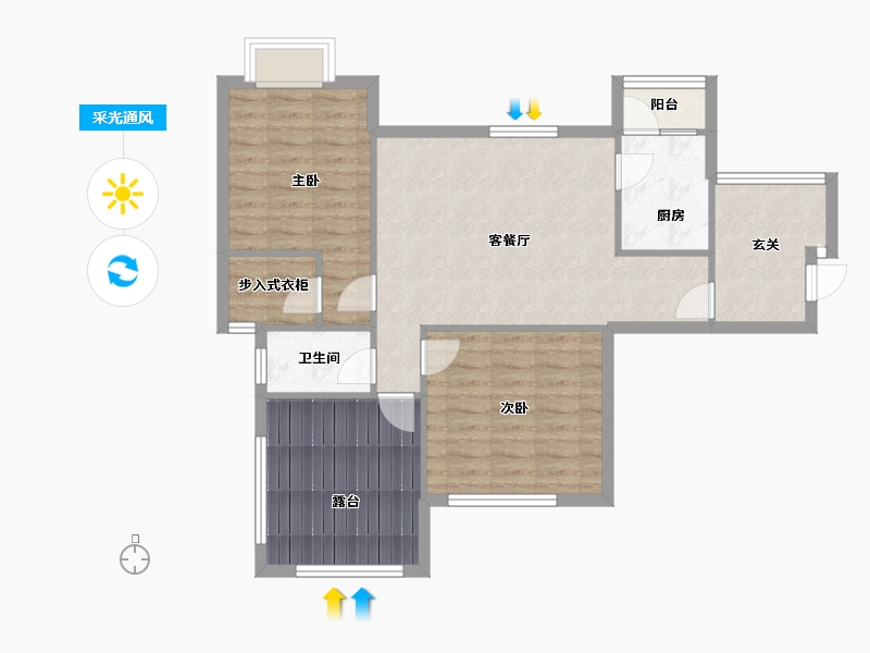 四川省-泸州市-碧桂园生态城-77.76-户型库-采光通风