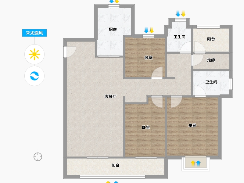 江苏省-苏州市-独墅湖西金悦花园一期-71.20-户型库-采光通风