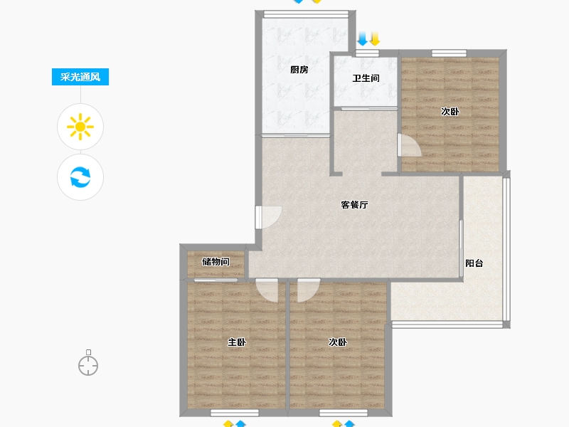 江苏省-南京市-峨嵋岭-94.17-户型库-采光通风