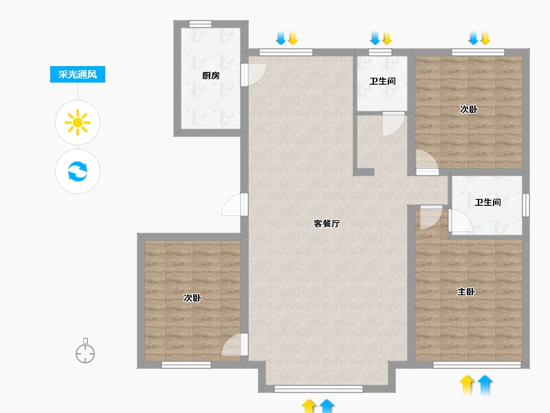 黑龙江省-绥化市-兰园小区一期-128.00-户型库-采光通风