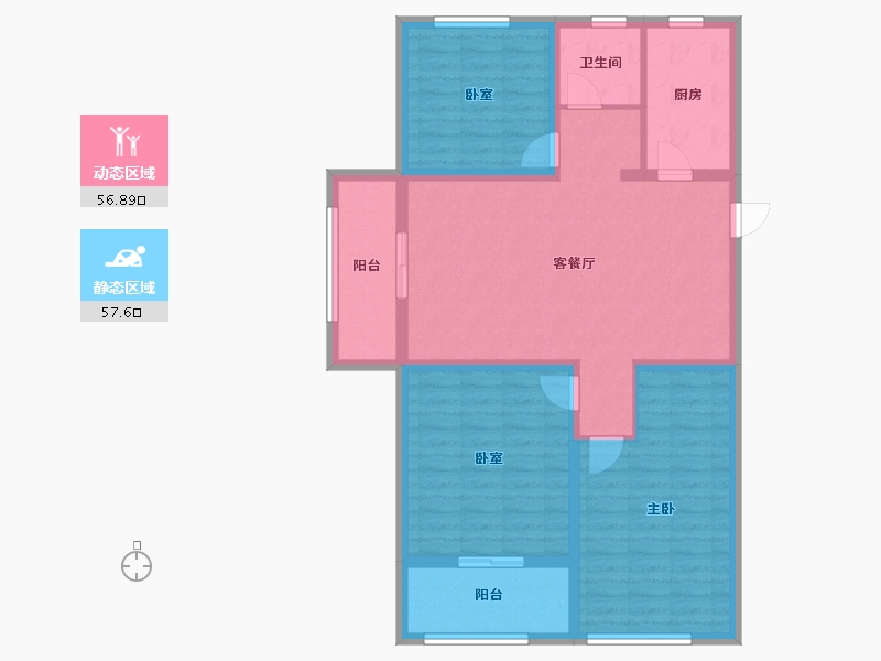 江苏省-盐城市-伊顿蓝庭-102.40-户型库-动静分区