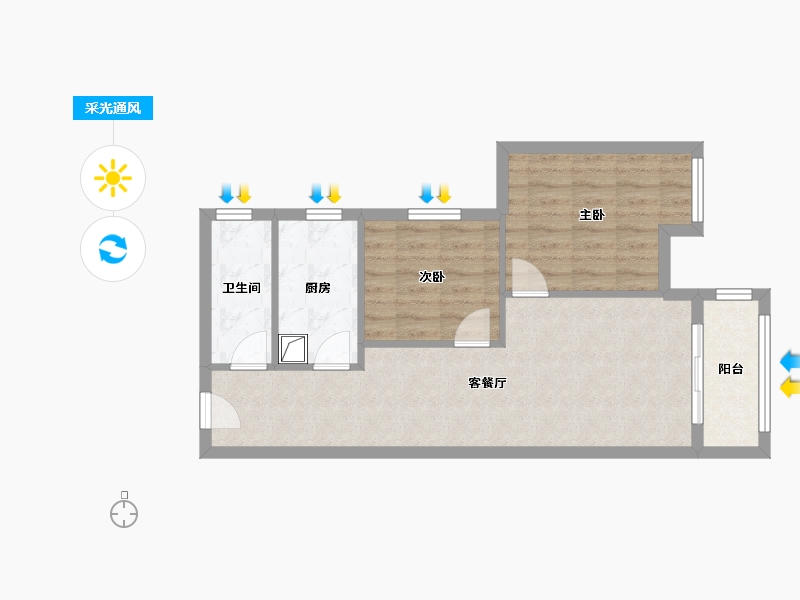 湖北省-孝感市-方鹏航天城-65.90-户型库-采光通风