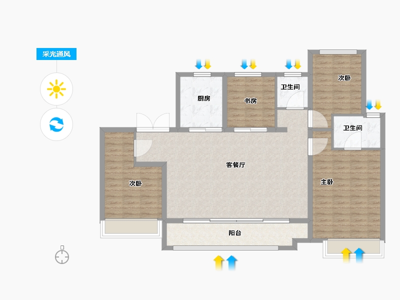 山东省-济南市-中建大学里-117.60-户型库-采光通风