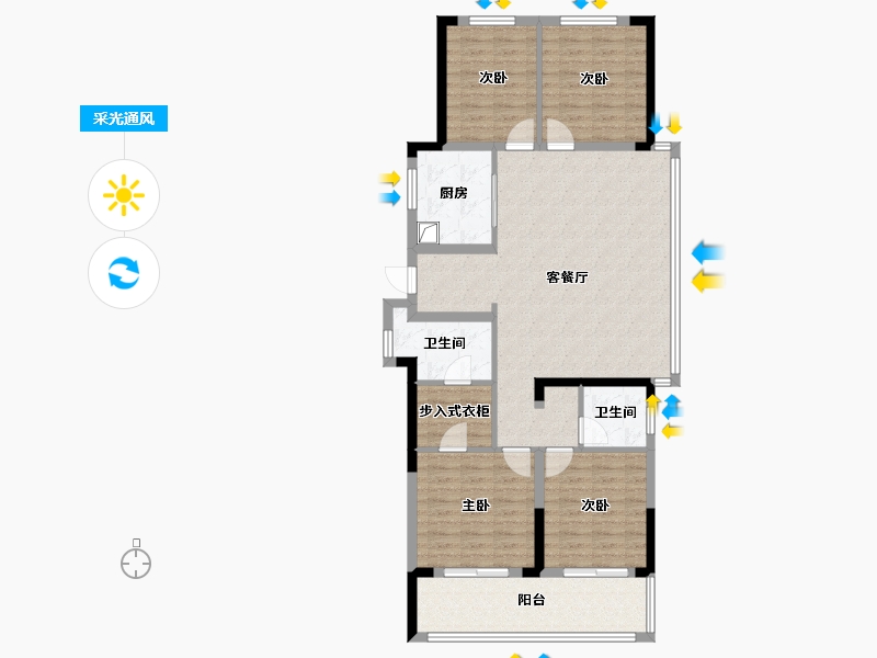 浙江省-杭州市-招商闻博花城-116.70-户型库-采光通风