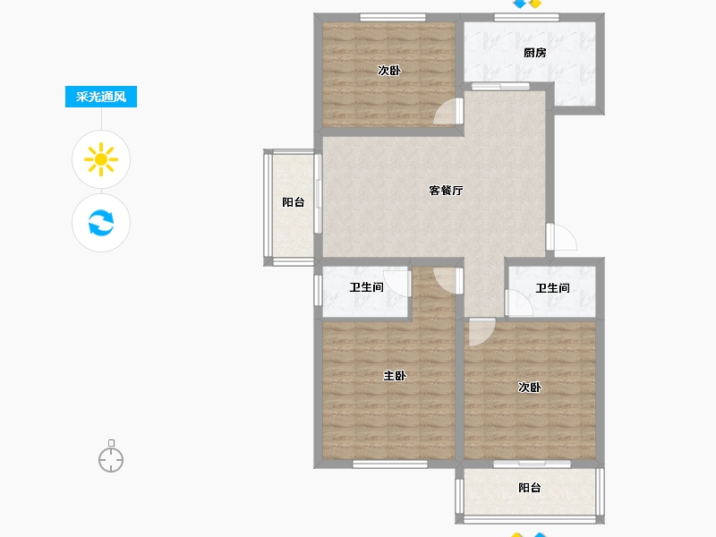 河北省-邢台市-金地富力城-103.62-户型库-采光通风