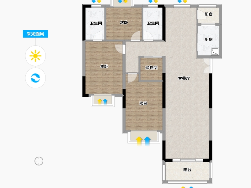 江西省-萍乡市-书香门第-111.20-户型库-采光通风