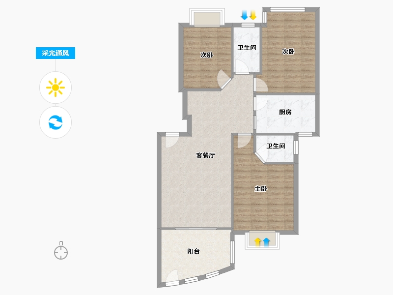 湖北省-武汉市-虹顶家园-97.00-户型库-采光通风