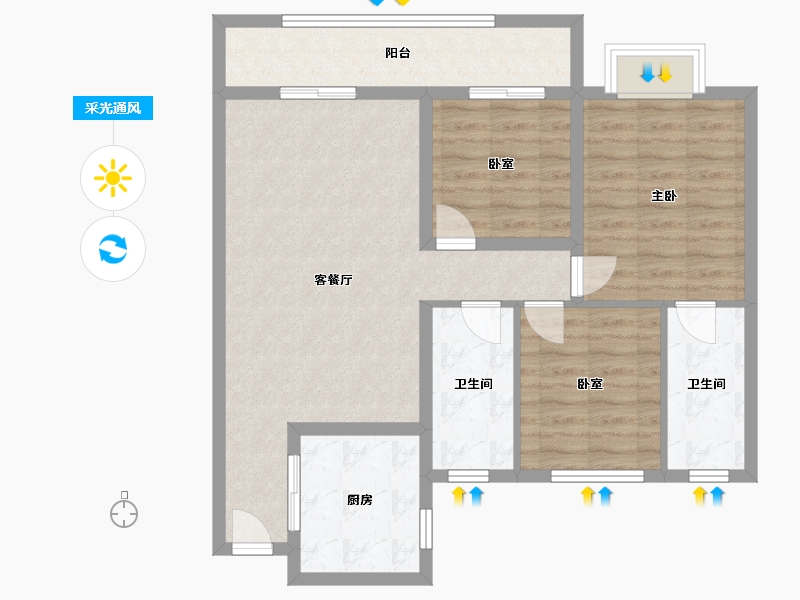 陕西省-西安市-华润置地未来城市-90.00-户型库-采光通风