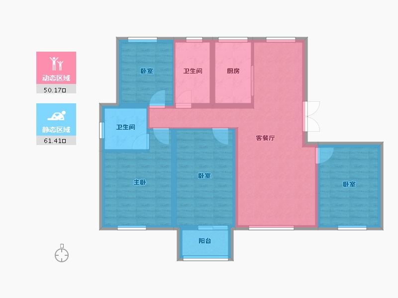 黑龙江省-大庆市-春风十里-117.36-户型库-动静分区