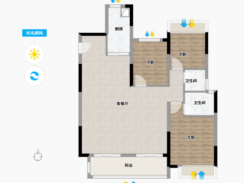 安徽省-芜湖市-芜湖市观湖居-110.00-户型库-采光通风