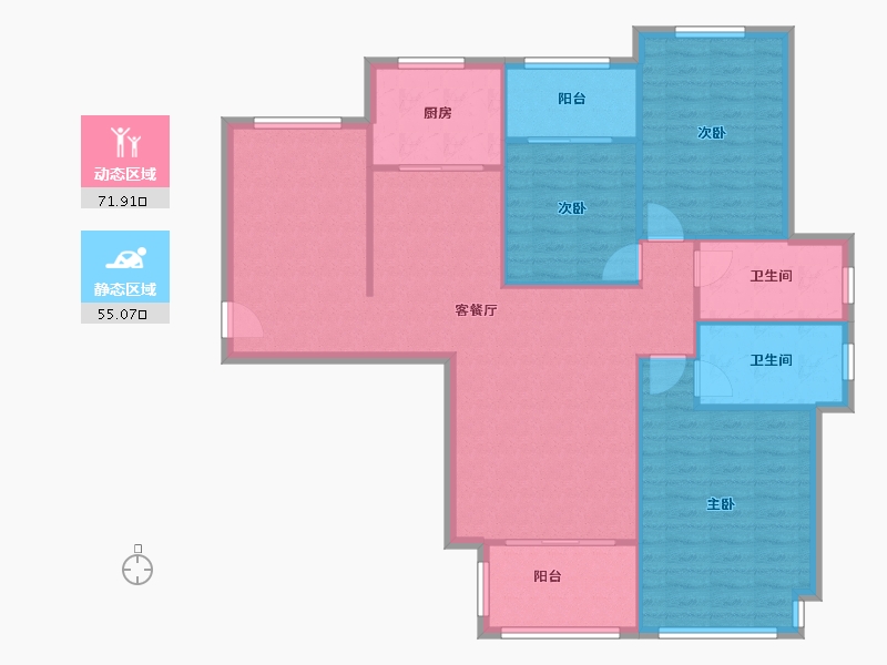 河南省-郑州市-瀚宇天悦湾五号院-118.40-户型库-动静分区