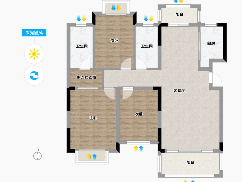 贵州省-黔西南布依族苗族自治州-晴隆府邸-105.70-户型库-采光通风