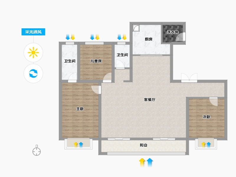 山西省-忻州市-锦钰华府-144.45-户型库-采光通风