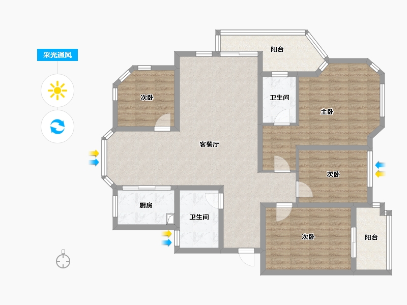 浙江省-衢州市-华达阳光新城-123.50-户型库-采光通风