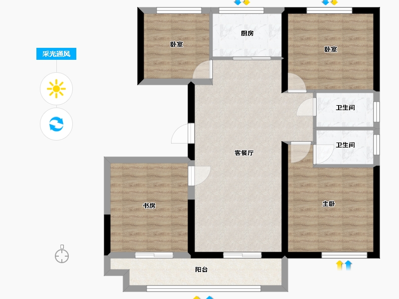 江苏省-徐州市-明发水韵桃源-109.54-户型库-采光通风