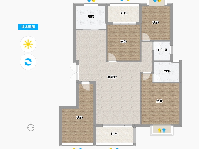 贵州省-安顺市-睿创云玺-108.45-户型库-采光通风