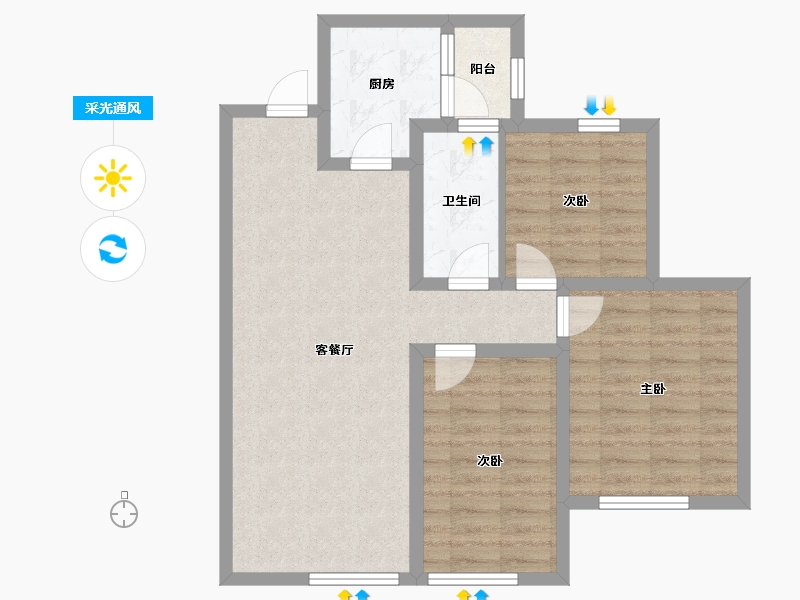 四川省-成都市-首开·中环云樾-70.86-户型库-采光通风