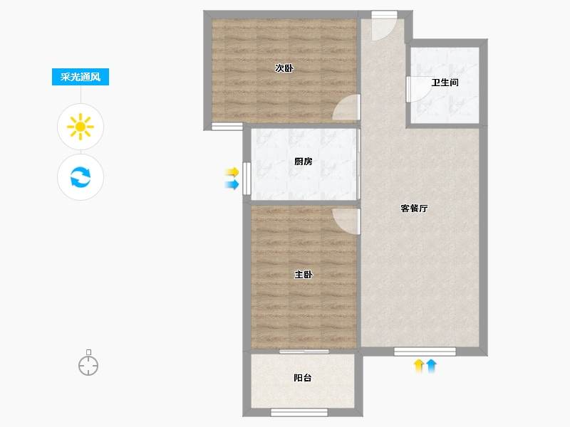 山东省-临沂市-泉府公馆-80.37-户型库-采光通风