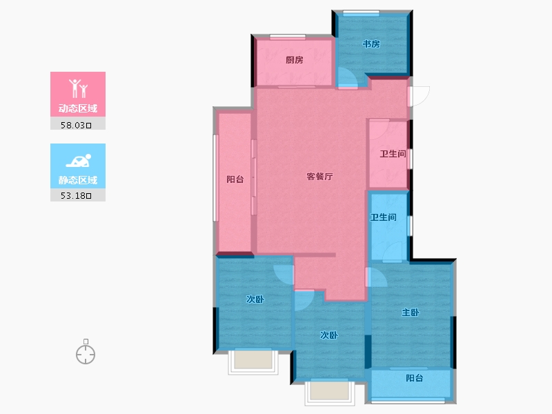 浙江省-杭州市-坤和绿城·紫棠园-104.98-户型库-动静分区