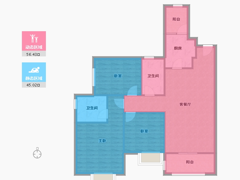 重庆-重庆市-恒大未来城一街区-89.36-户型库-动静分区