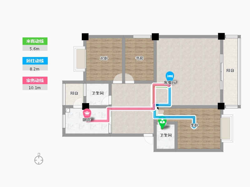 云南省-丽江市-玉祥苑二期-105.15-户型库-动静线