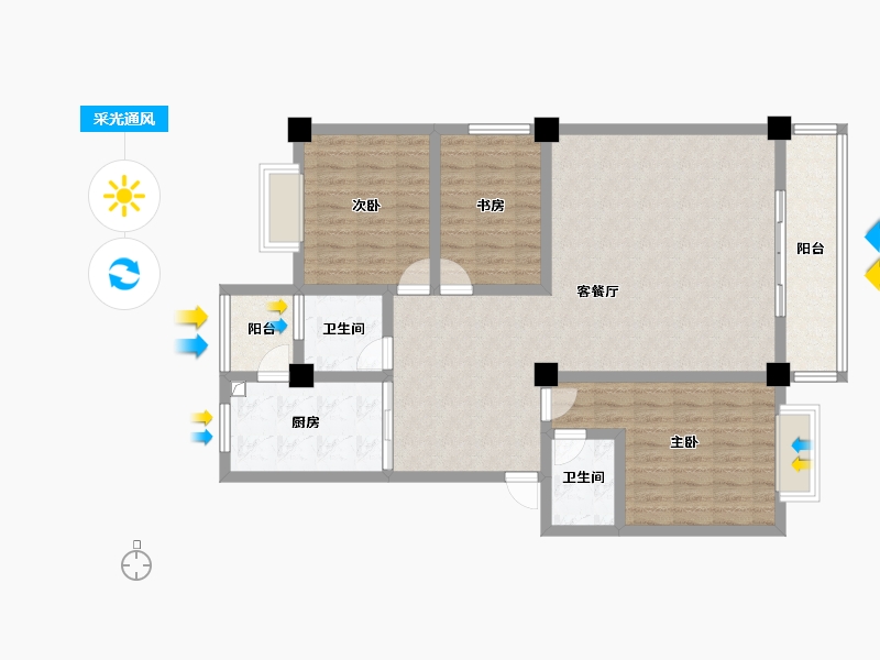 云南省-丽江市-玉祥苑二期-105.15-户型库-采光通风