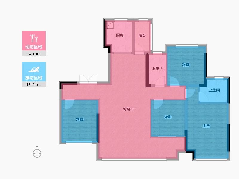 贵州省-毕节市-乾麟龙滨海华府-104.00-户型库-动静分区