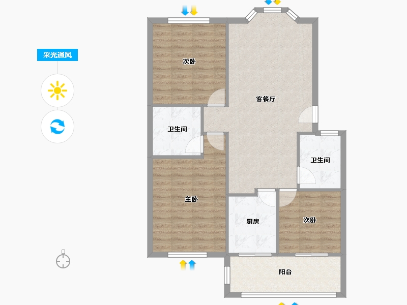 四川省-成都市-西南交大智能小区二期-105.00-户型库-采光通风