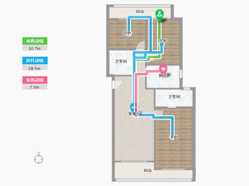 江苏省-苏州市-苏州湾景苑东区-106.20-户型库-动静线