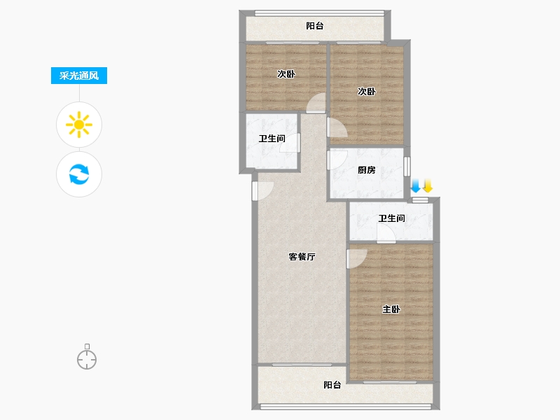 江苏省-苏州市-苏州湾景苑东区-106.20-户型库-采光通风