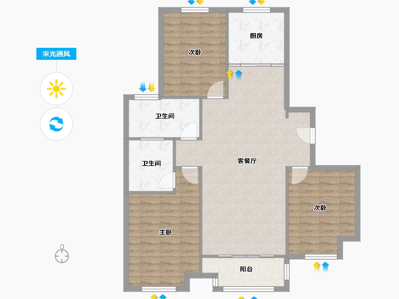 江苏省-苏州市-新湖明珠城紫桂苑东区-100.80-户型库-采光通风