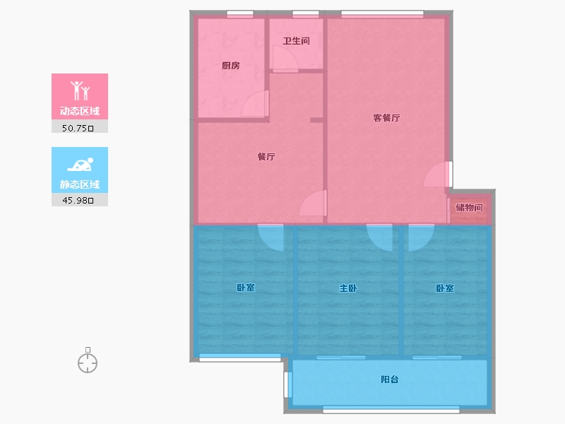 山东省-潍坊市-东泰花园-南区-94.66-户型库-动静分区