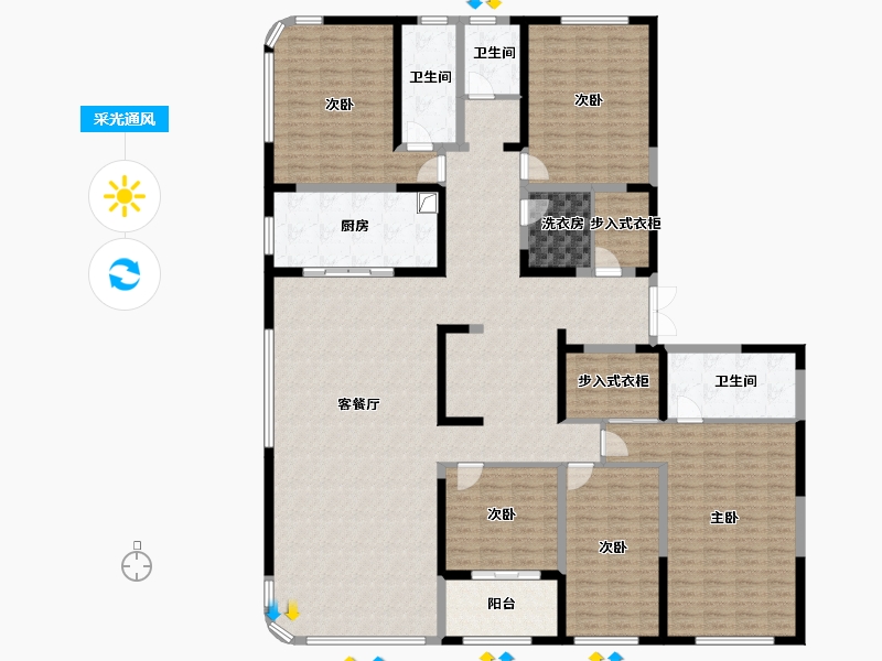 山东省-临沂市-世茂盛世滨江-230.40-户型库-采光通风