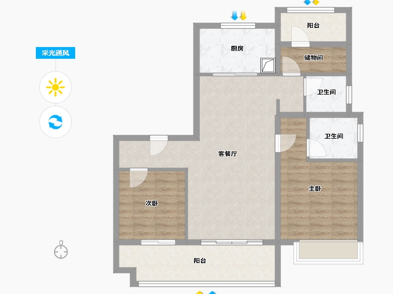 山东省-青岛市-保利锦上-98.00-户型库-采光通风