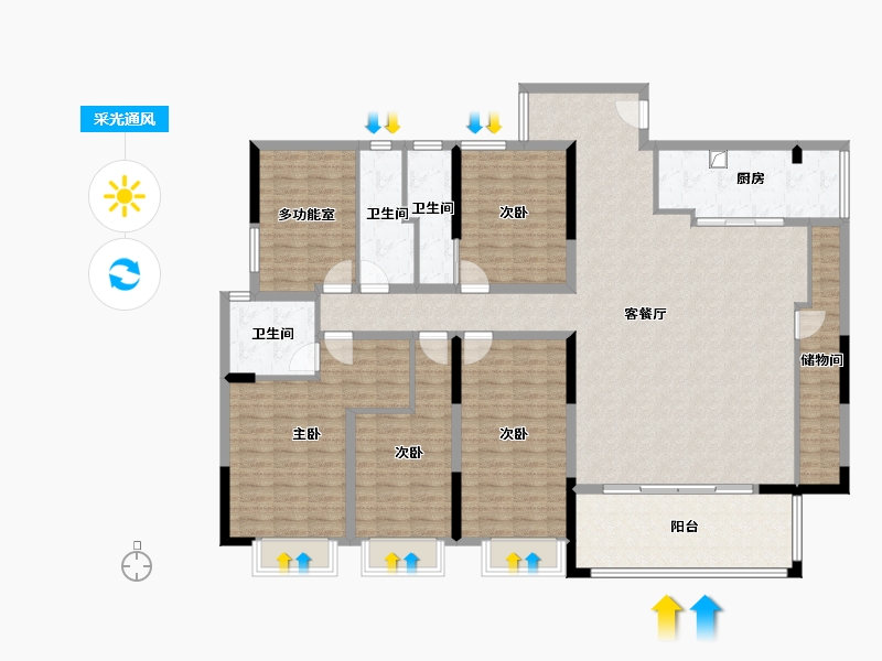 广东省-汕头市-龙禧公寓-183.00-户型库-采光通风