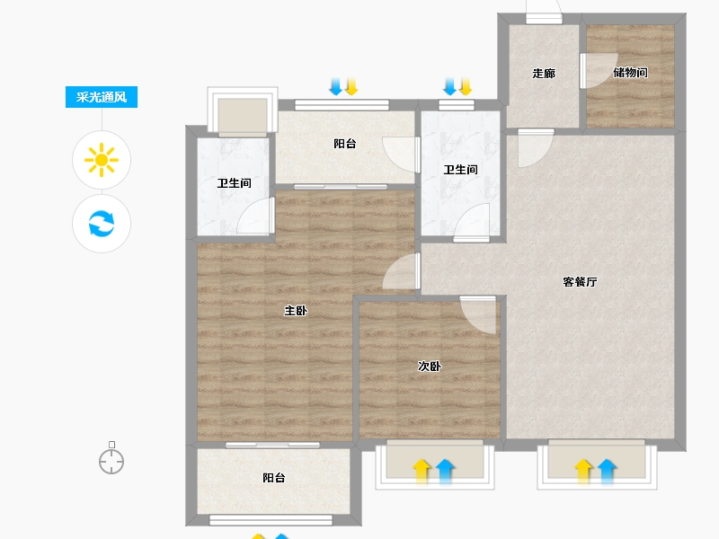 福建省-福州市-正荣润园-85.60-户型库-采光通风