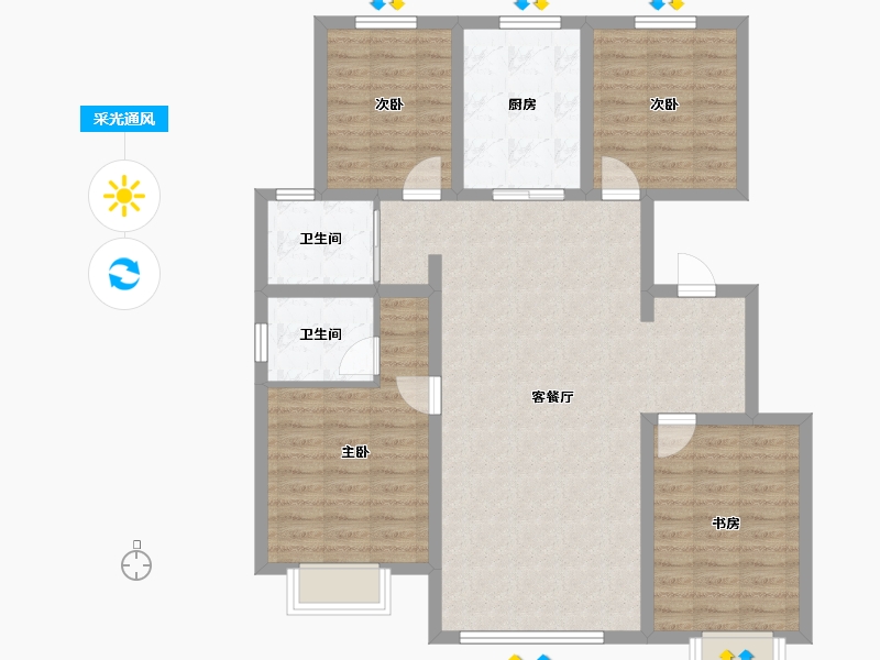 新疆维吾尔自治区-喀什地区-中央公园-115.60-户型库-采光通风