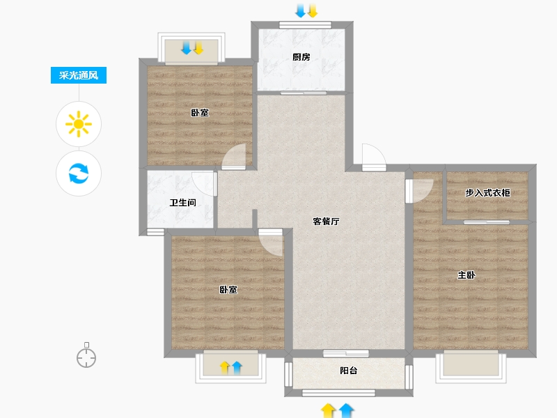 江苏省-连云港市-恒润郁洲府-96.47-户型库-采光通风