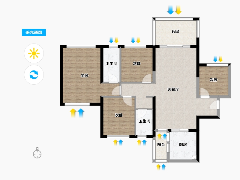 广东省-湛江市-城市海悦花园-88.00-户型库-采光通风