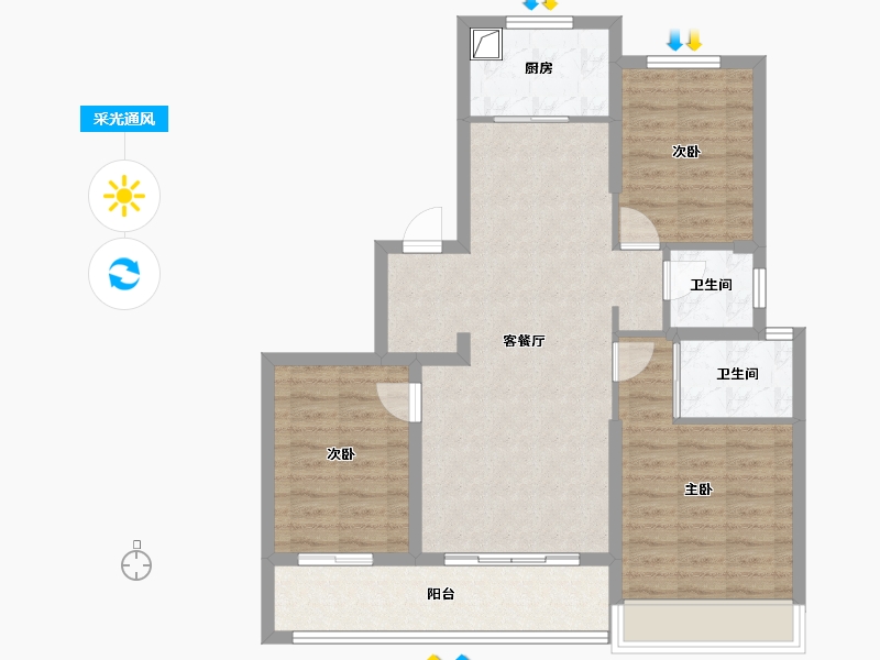 浙江省-温州市-丹枫四季-96.00-户型库-采光通风