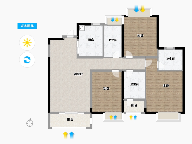 上海-上海市-日月光汇景华庭-3期-130.00-户型库-采光通风