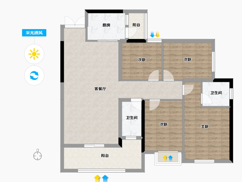 广西壮族自治区-玉林市-现代豪庭-100.80-户型库-采光通风